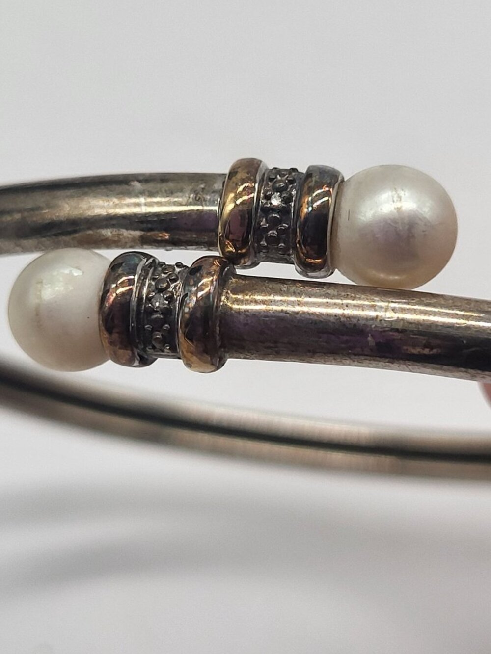 Alwand Vahan AV Sterling Silver 925 10k Pearl Bypass Bracelet Wrap *READ - Picture 8 of 11